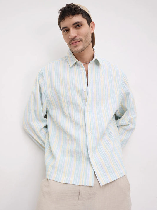 Fresh Pastel Breeze Weekend Escape Cuffless Oversized Shirt