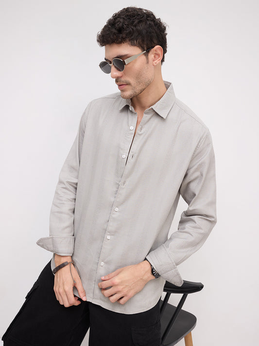 Grey Haze Waffle Grid Weave Shirt