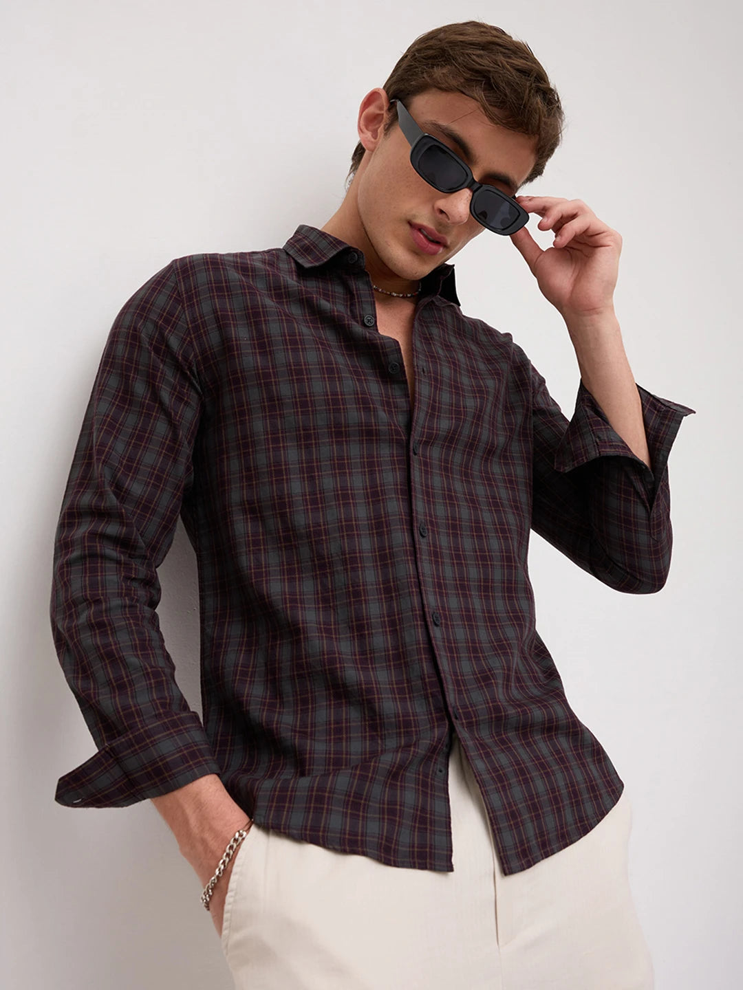 Intricate Contrast Multi Checks Everyday Shirt