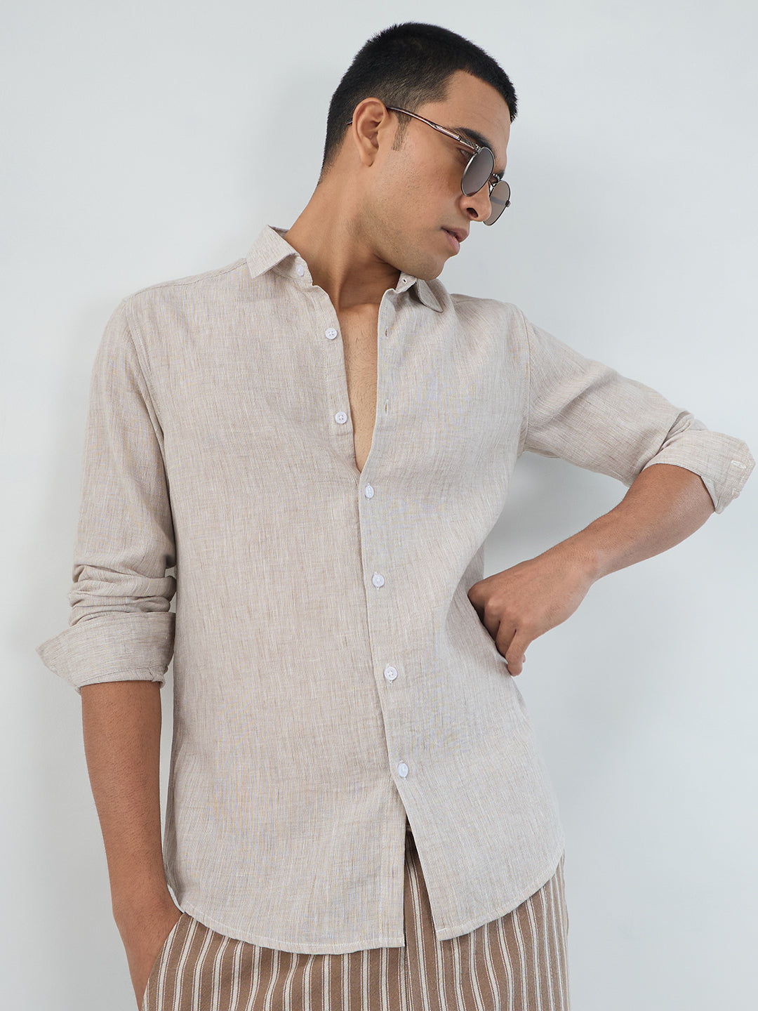 Desert Sand Beige Textured Shirt