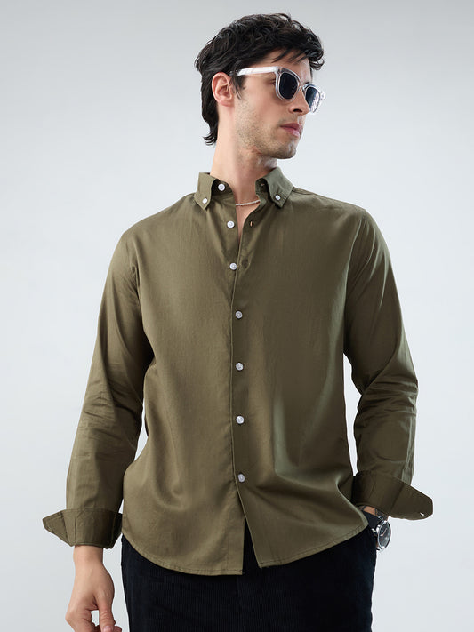 Wild Olive Button-Down Collar Shirt