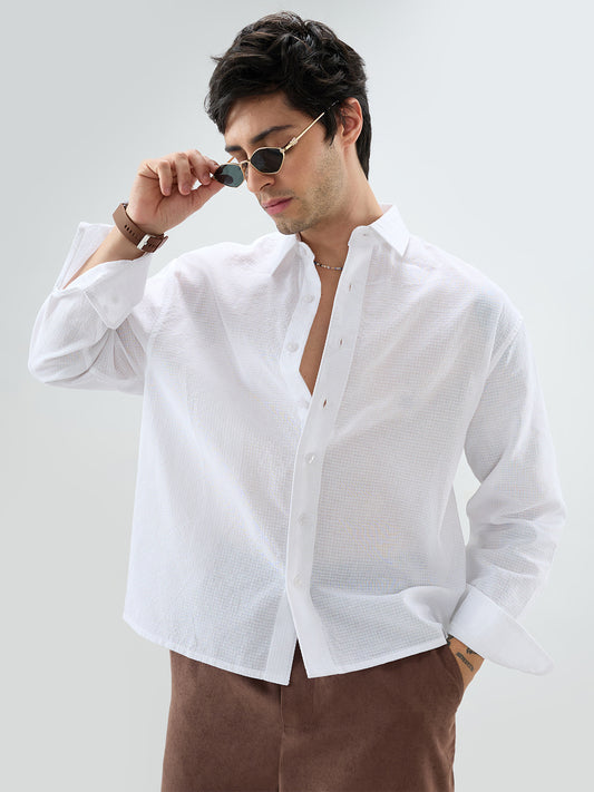 Cloud White Sheer Fine Weave Shirt