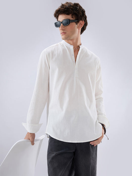 Classic Cloud White Textured Kurta