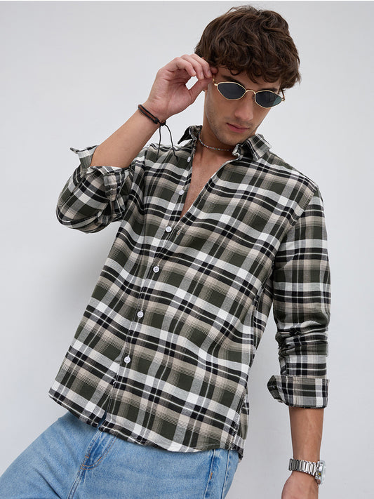 Classic Forest Green & White Plaid Checks Shirt