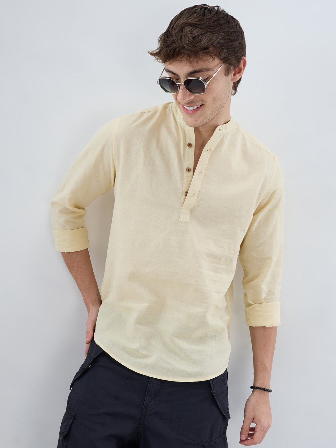 Premium Butter Yellow Linen Blend Kurta