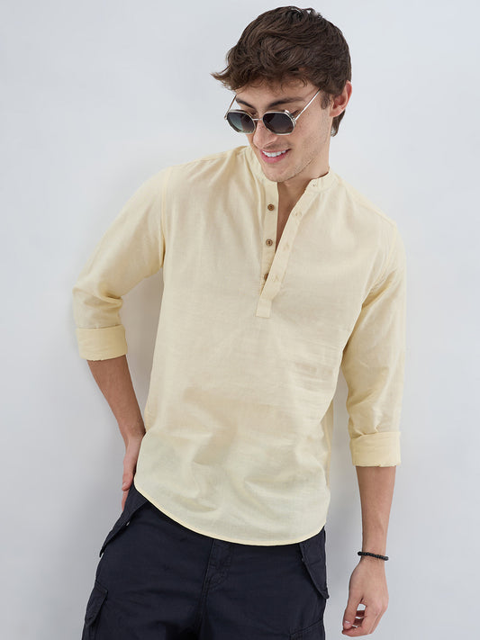 Premium Butter Yellow Linen Blend Kurta