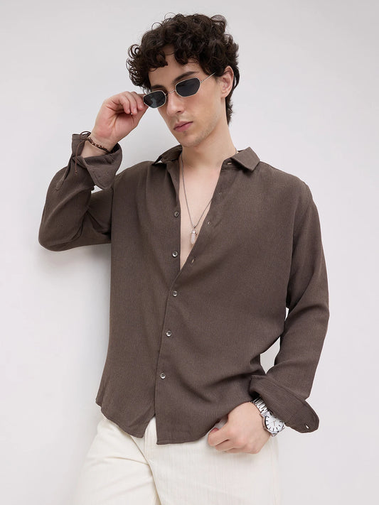 Crushed Warm Grey Textured Trail Shirt