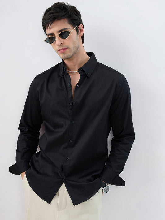 Nightfall Black Button-Down Collar Business Shirt