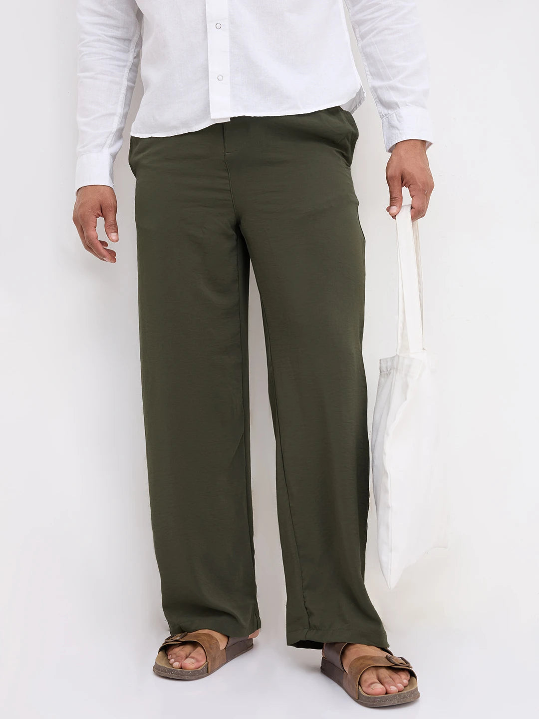 Squelchy Moss Green Wide Leg Trousers