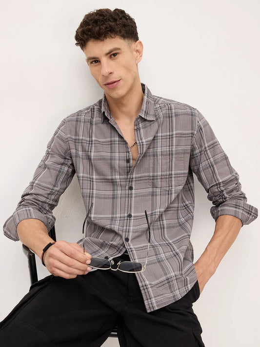 Fossil Grey & Black Tartanique Checkered Shirt