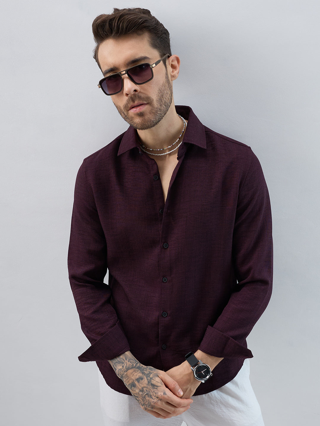 Rustic Charm Burnt Maroon Shirt