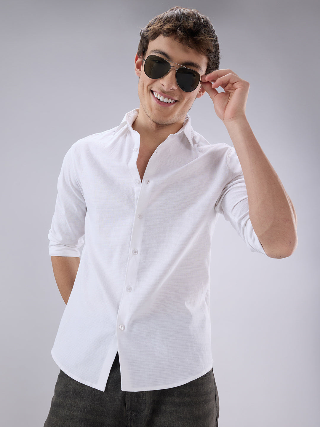 Pearl White Textured Everyday Shirt