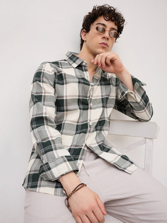 Ivory Forest Plaid Checks Shirt
