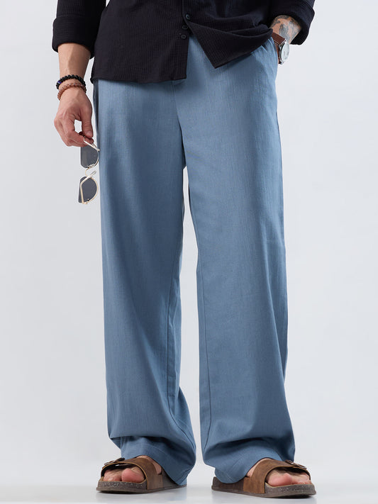 Classic Solid Slate Grey Straight-Fit Trousers