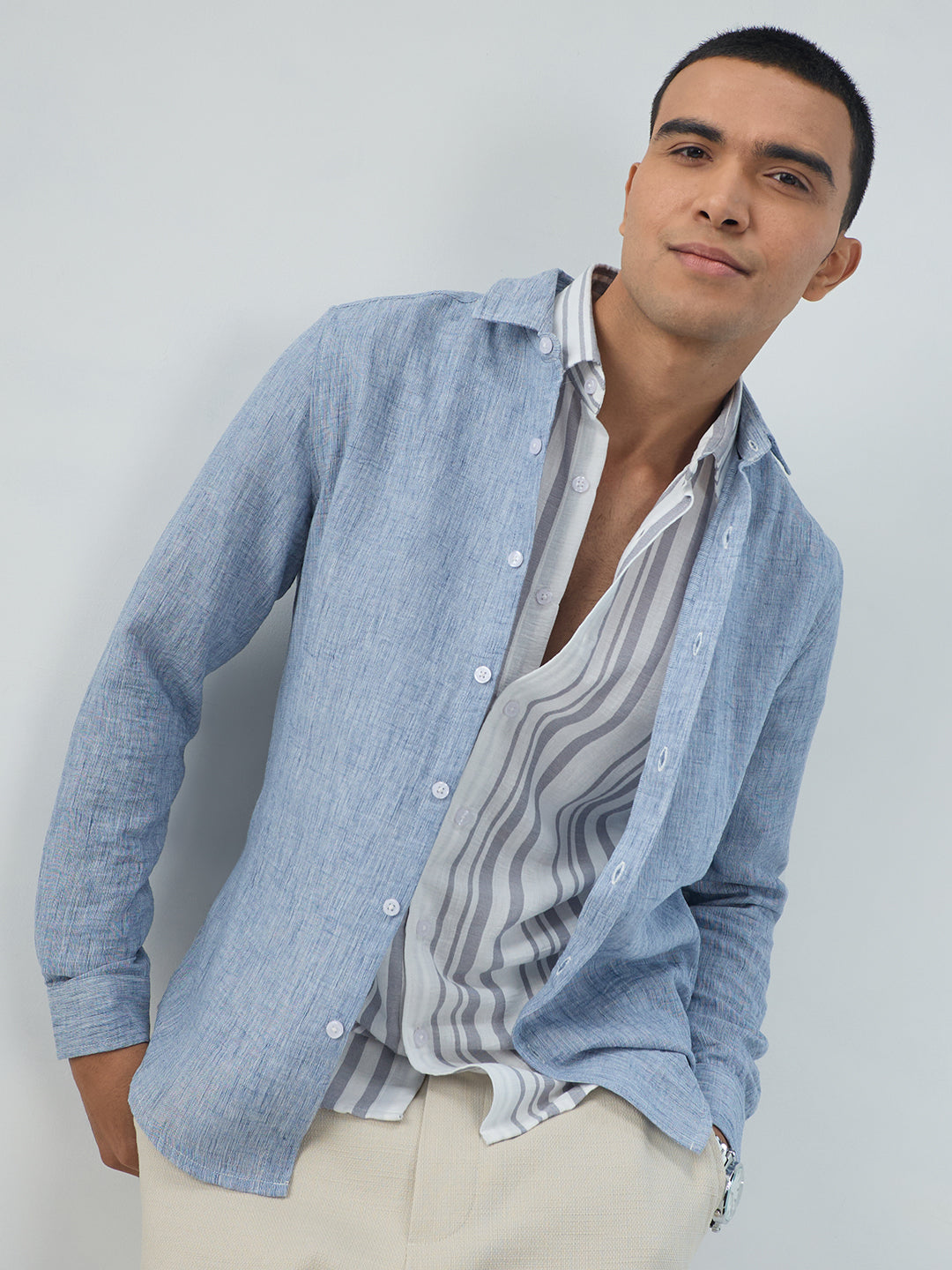 Elegant Solid Blue Shirt