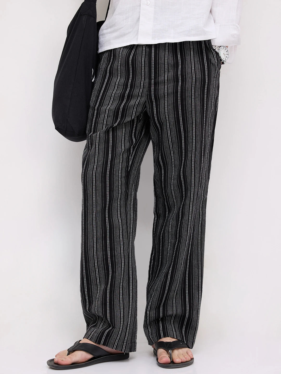 Artisan Monochrome Striped Straight Fit Trousers