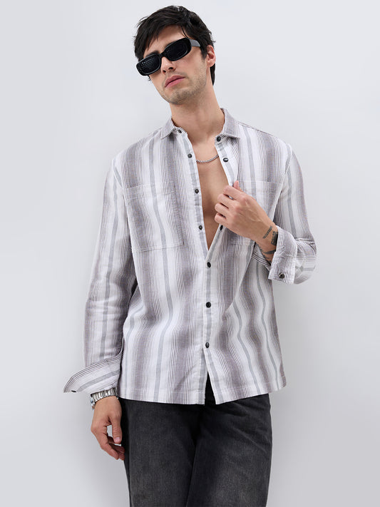 Contrast Echo Stripescape Double Pocket Shirt