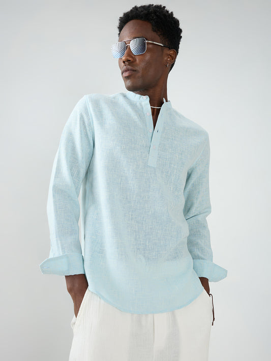 Aqua Mist Slub Textured Vacation Kurta