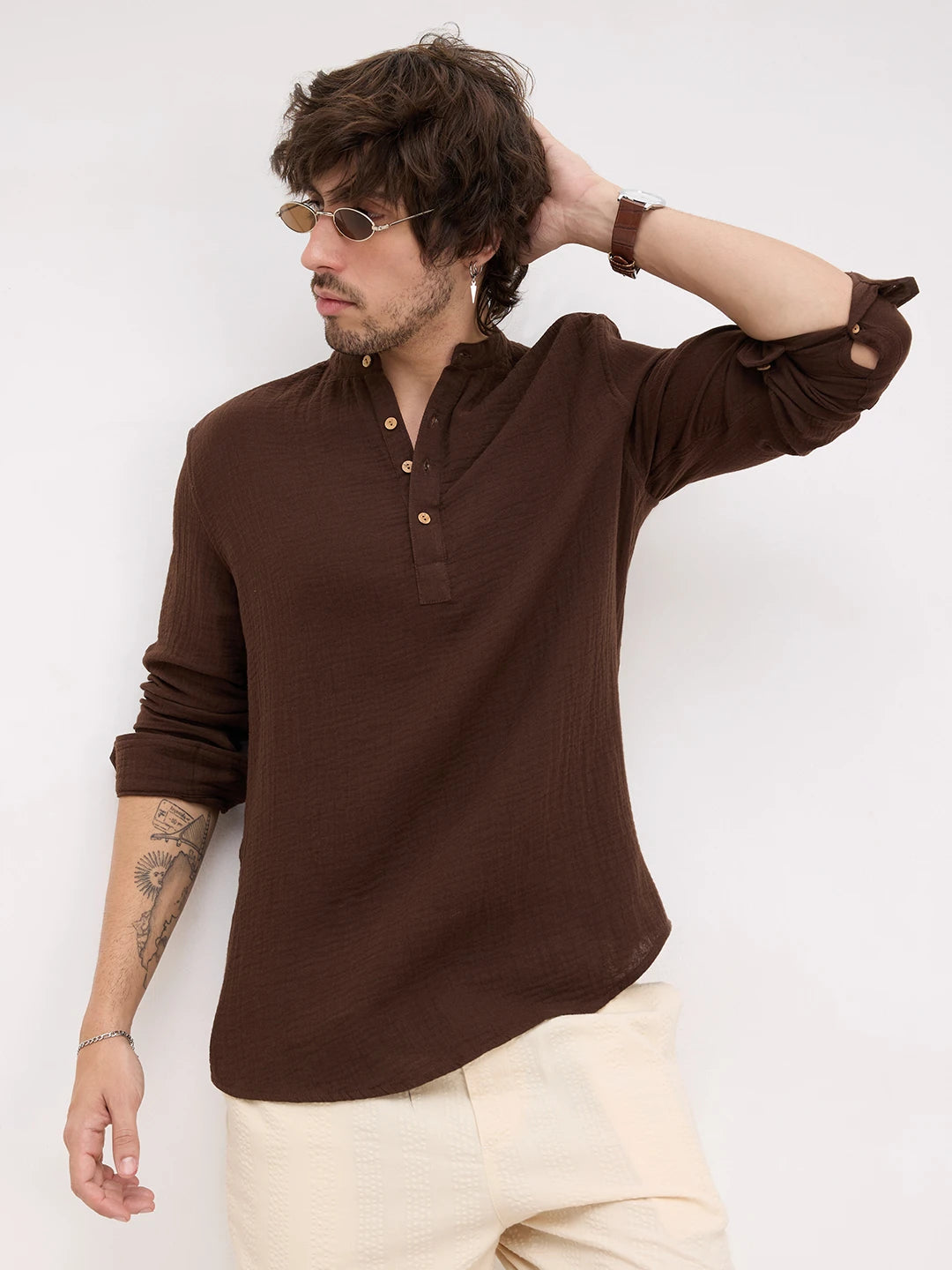 Timeless Espresso Brown Double Cloth Kurta
