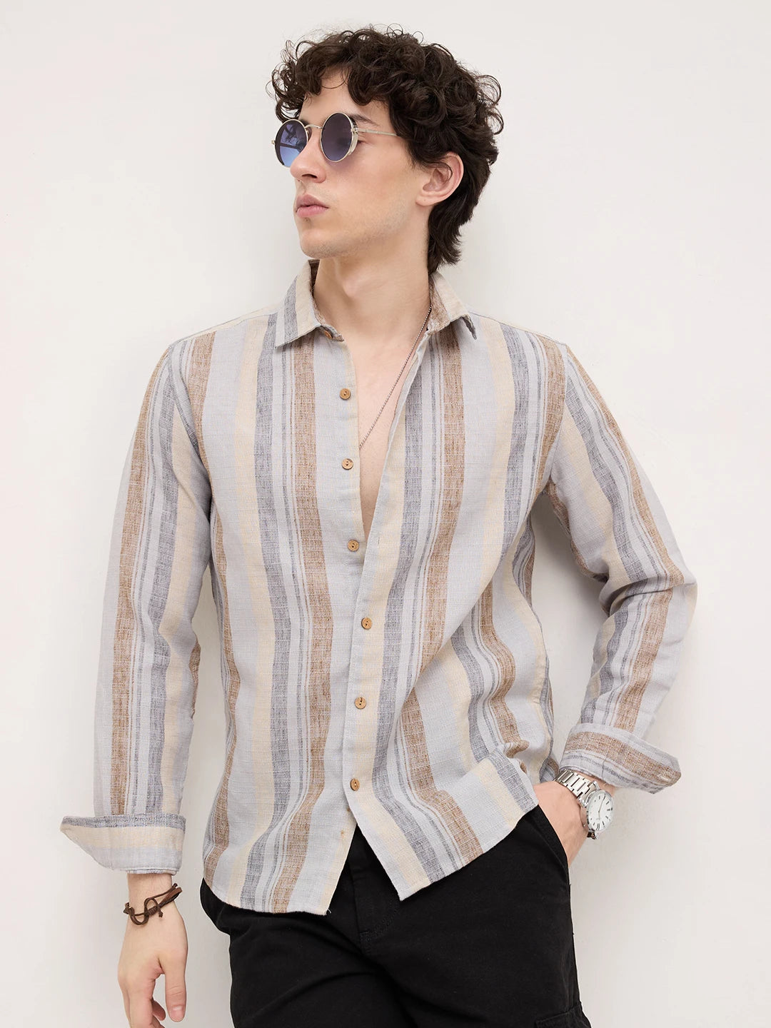 Sandswept Stripes Breezy Linen Blend Shirt
