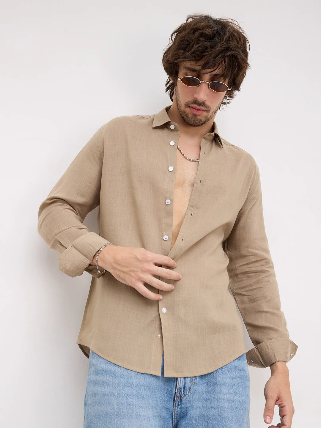Warm Khaki Fine Textured Shirt