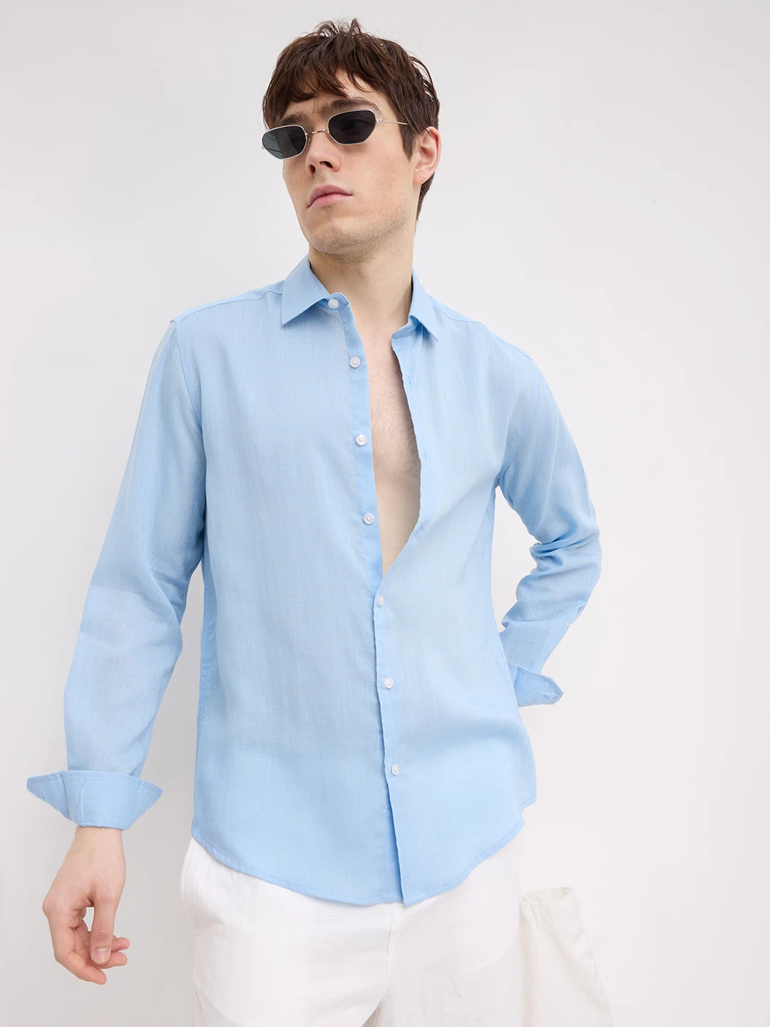 Refreshing Breezy Blue Lyocell Shirt