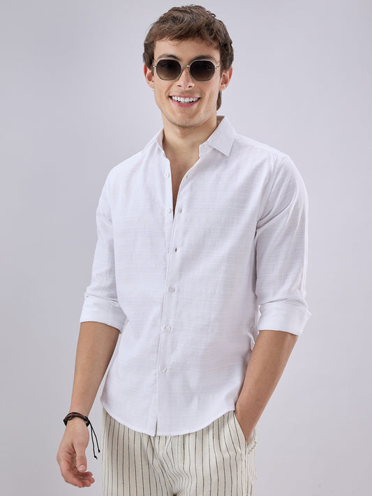 Snow White Textured Weave Shirt