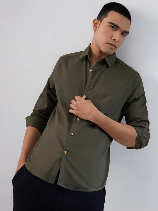 Forest Olive Fineweave Everyday Shirt