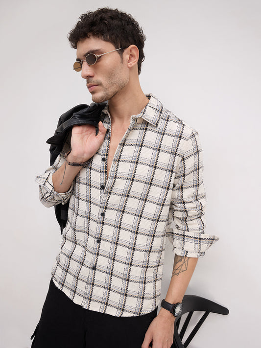 Rustic Crosshatch Plaid Checks Statement Shirt