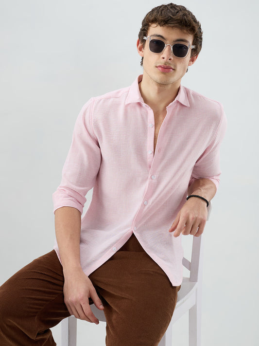 Baby Pink Crinkled Textured Shirt