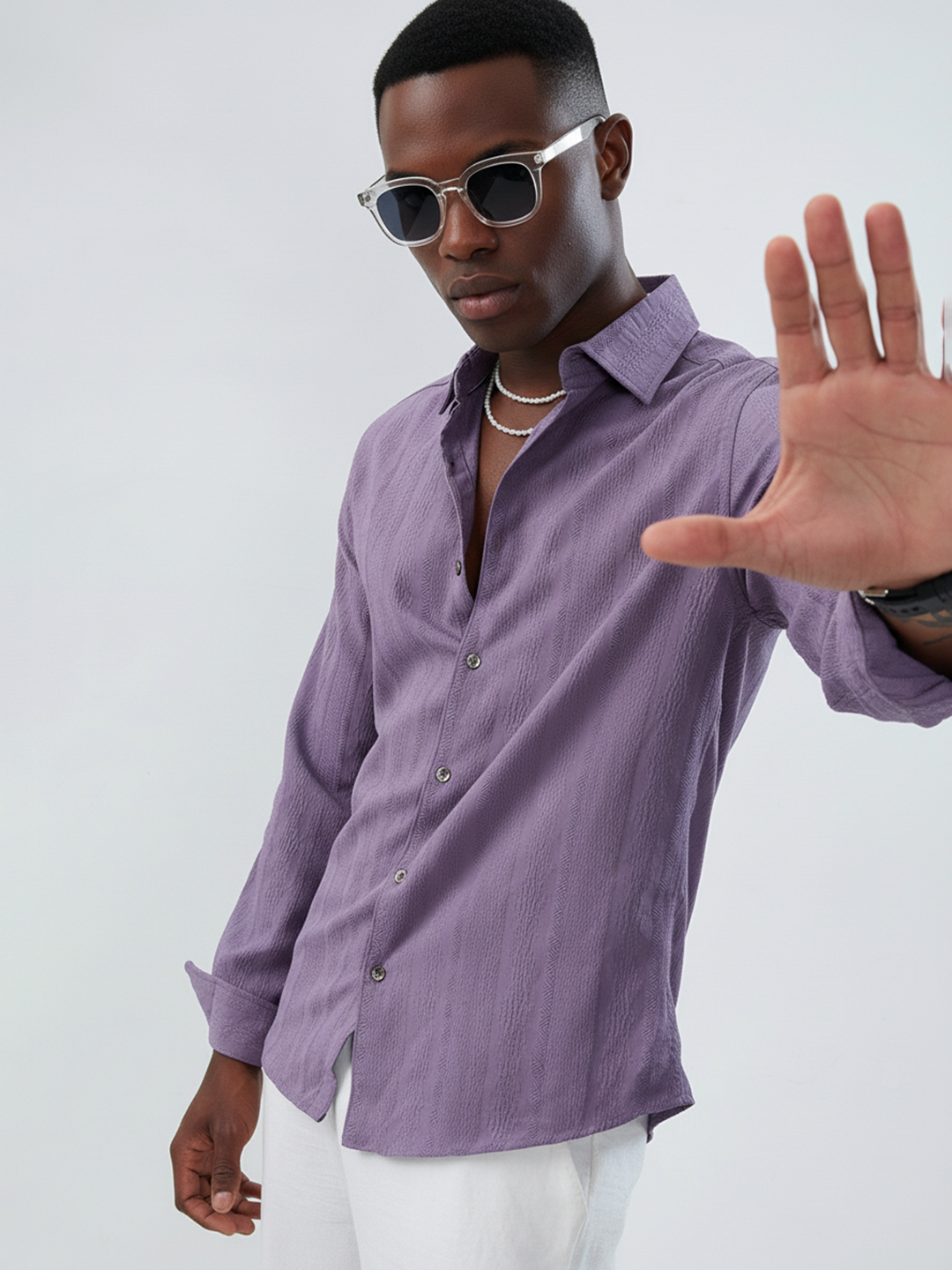 Intricate Purple Textured Shirt