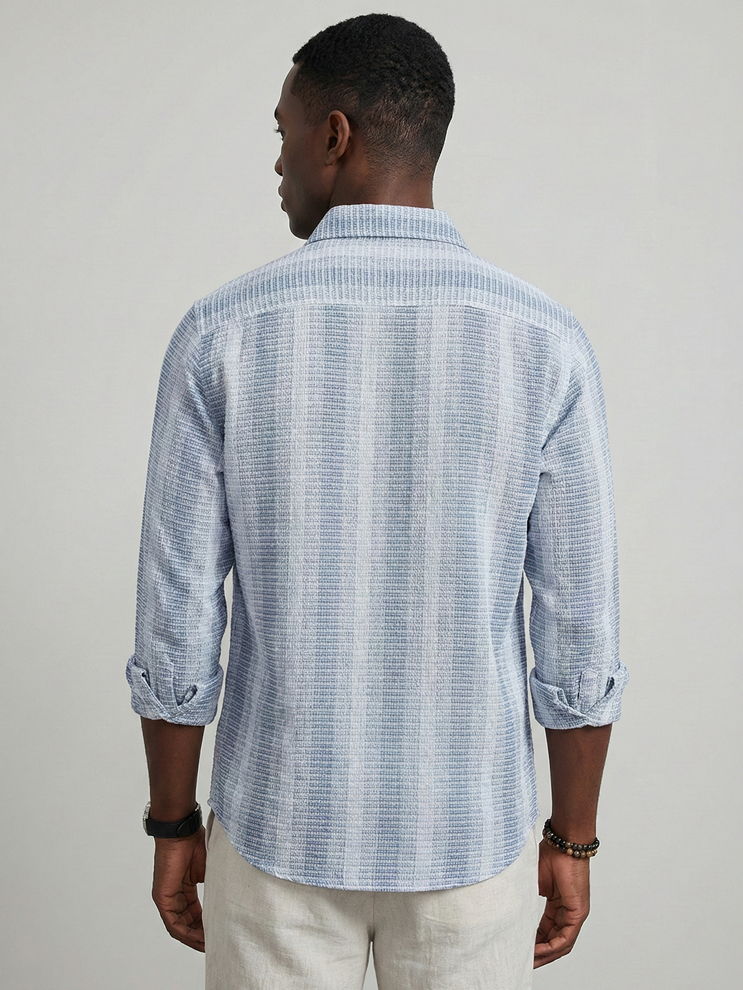 White & Shadow Blue Breeze Striped Shirt