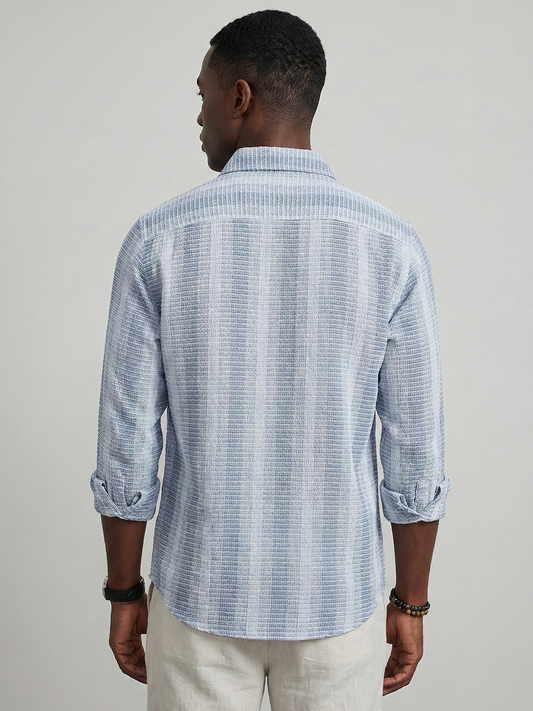 White & Shadow Blue Breeze Striped Shirt