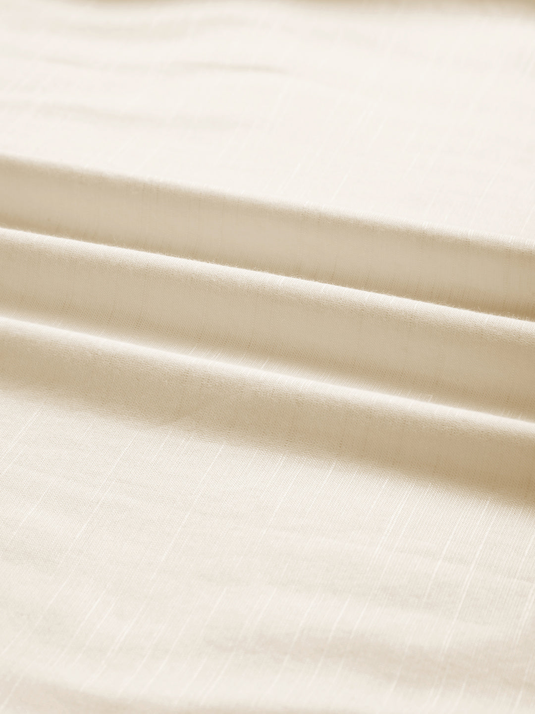 Sunwashed Cream Slub Textured Oversized Boxy Fit Crop Shirt