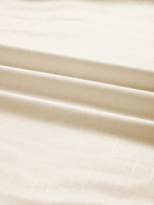 Sunwashed Cream Slub Textured Oversized Crop Shirt