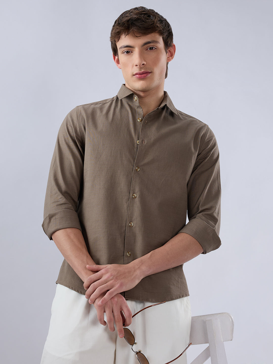 Solid Khaki Fine Weave Everyday Shirt