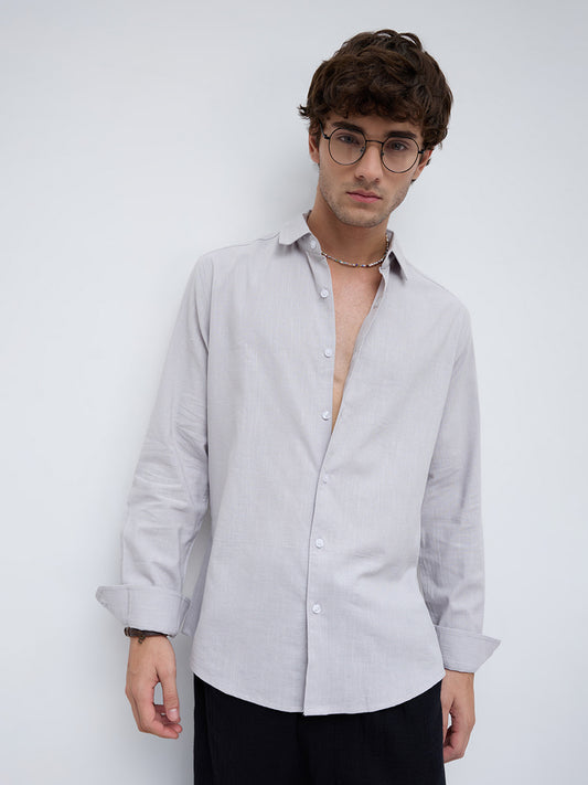 Grey Haze Drift Textured Relaxed Shirt