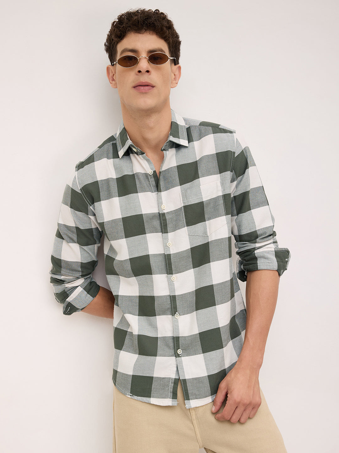 Timeless Box Checks Olive Shirt