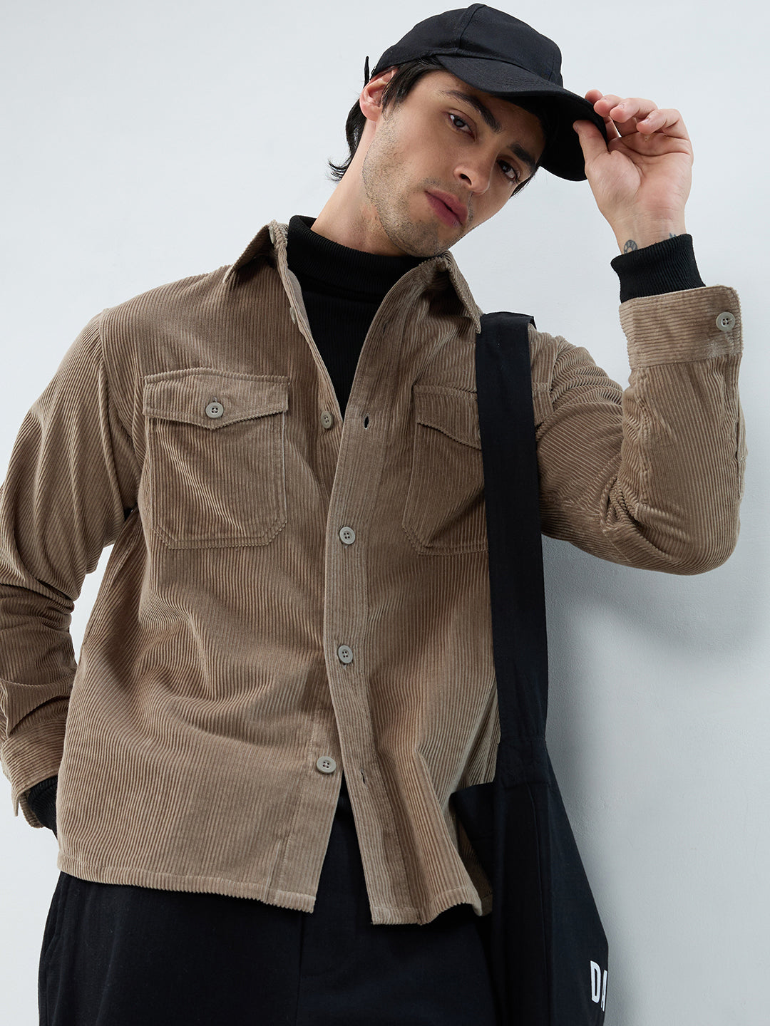 Olive Structured Corduroy Double Pocket Overshirt