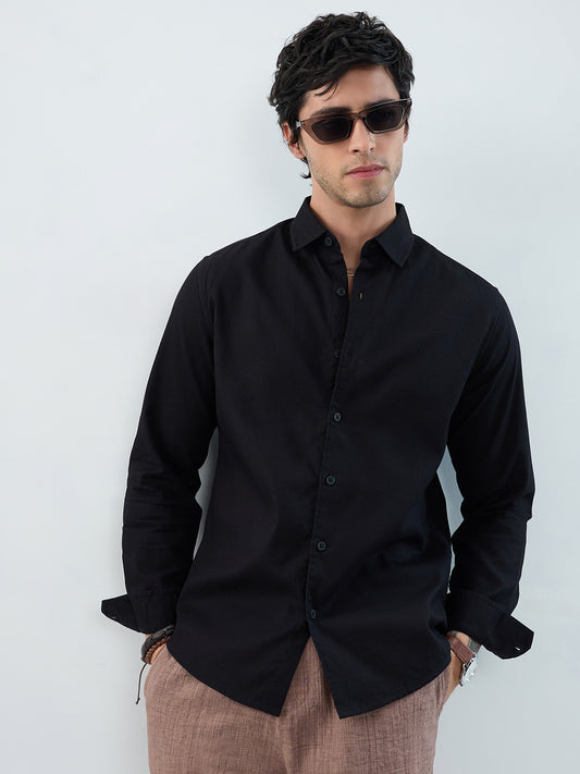 Timeless Black Subtle Emboss Essential Shirt