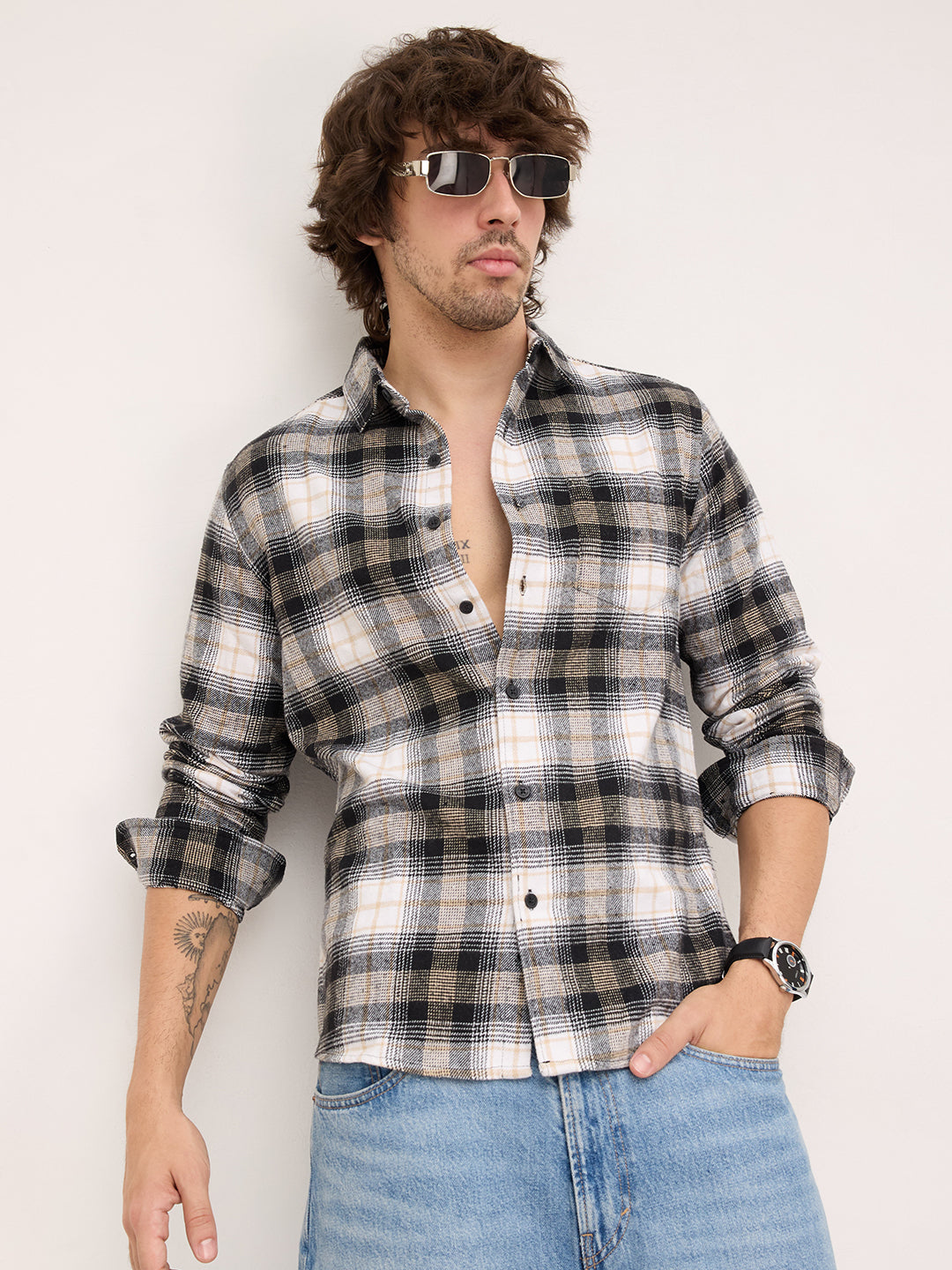Multicolor Plaid Checks Flannel Shirt