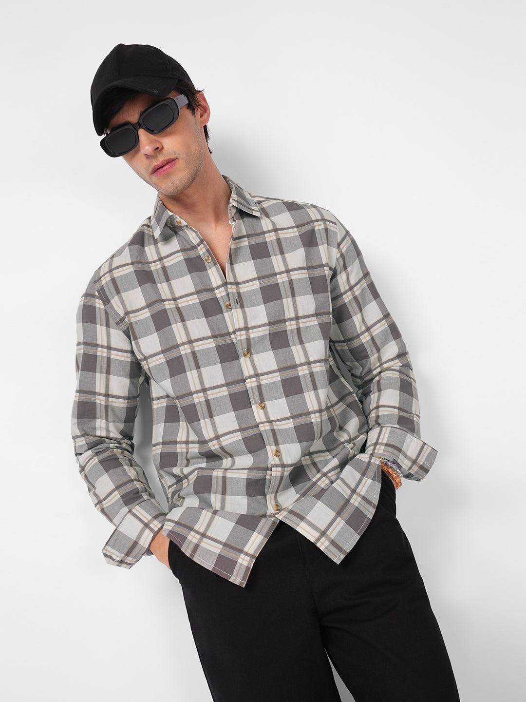Mocha Brown Plaid Checks Shirt