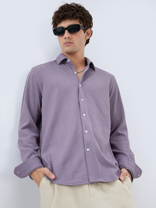 Heather Purple Matrix Weave Knitted Shirt