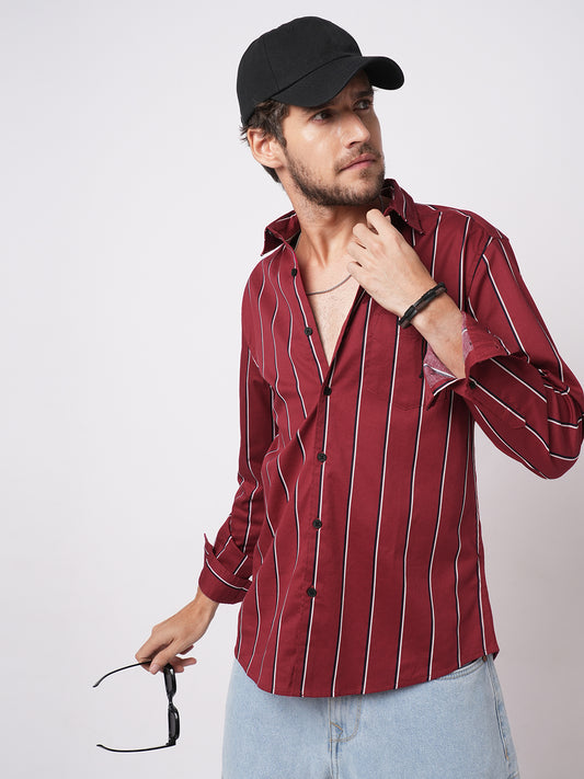 Fire Brick Red Regal Striped Shirt