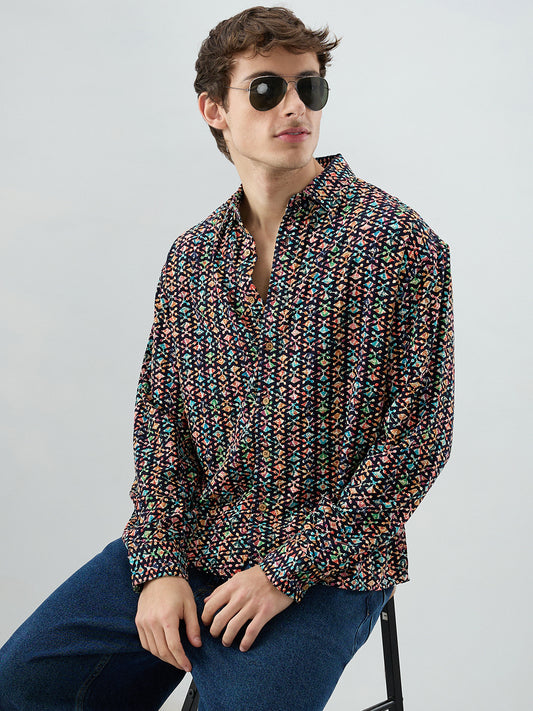 Ziya Shaam Multicolor Sequin Embroidered Oversized Polo Shirt