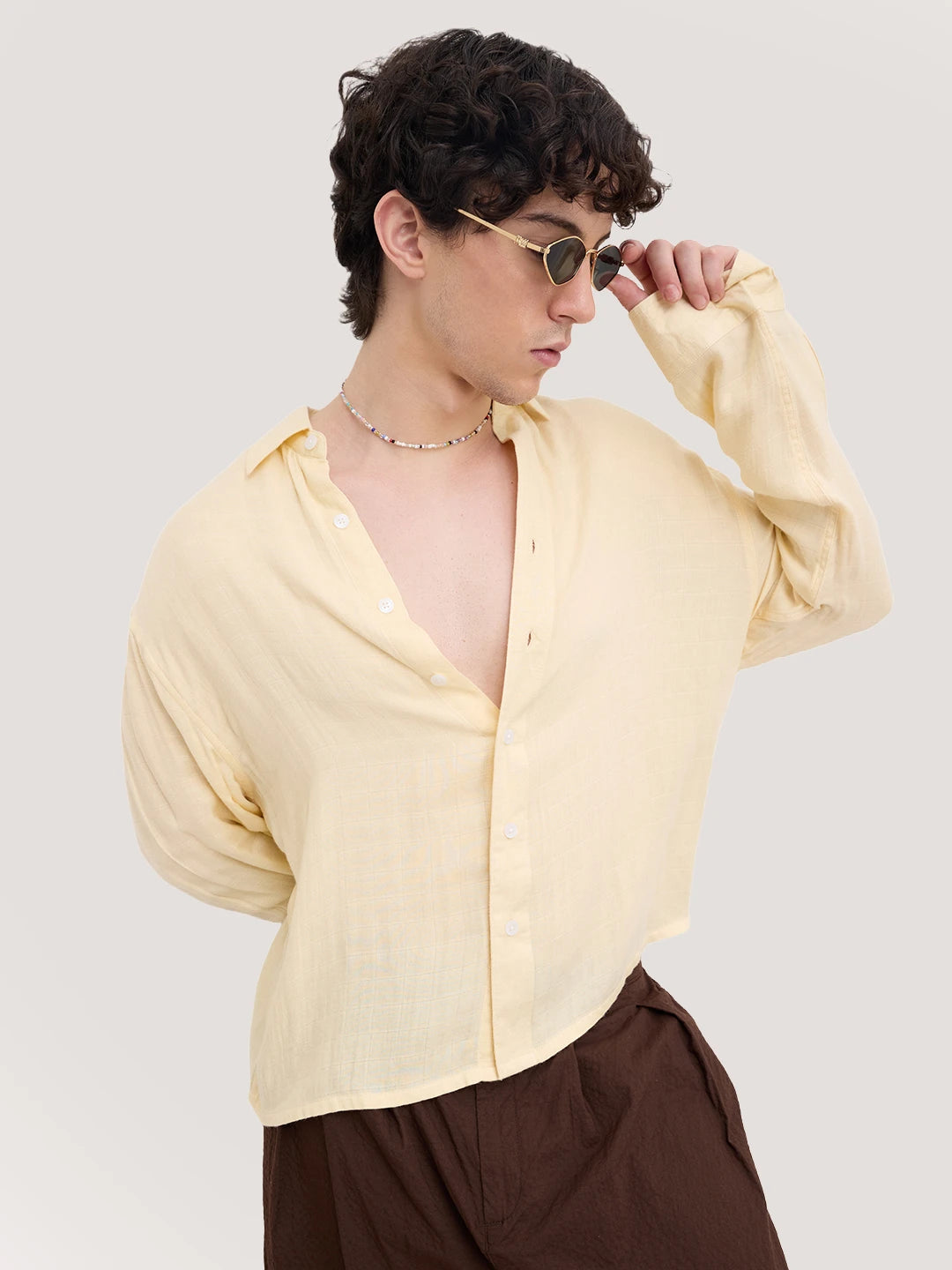 Plush Butter Yellow Airloom Boxy Fit Crop Shirt