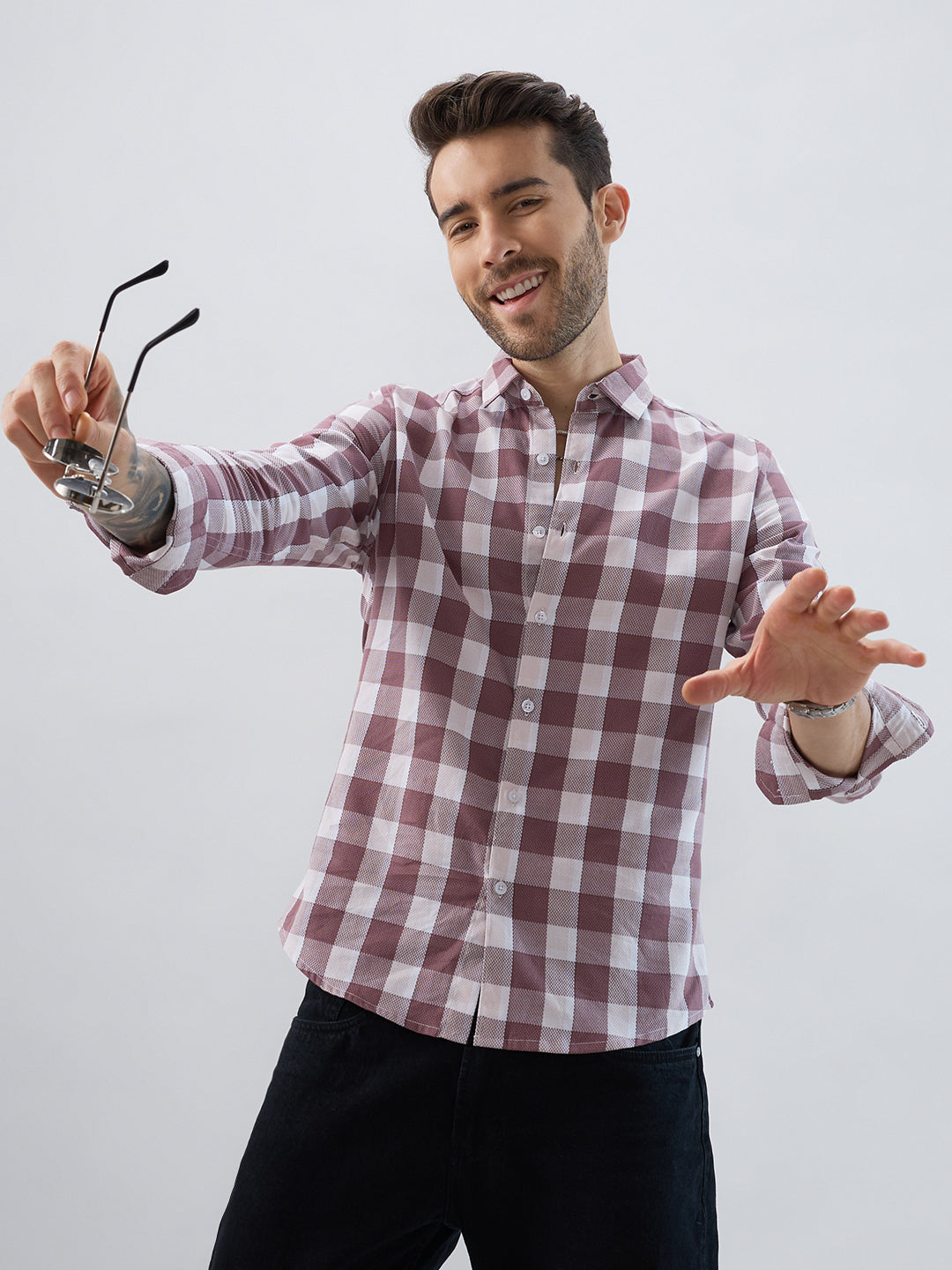 Premium Cotton Rosewook Pink Box Checked Shirt