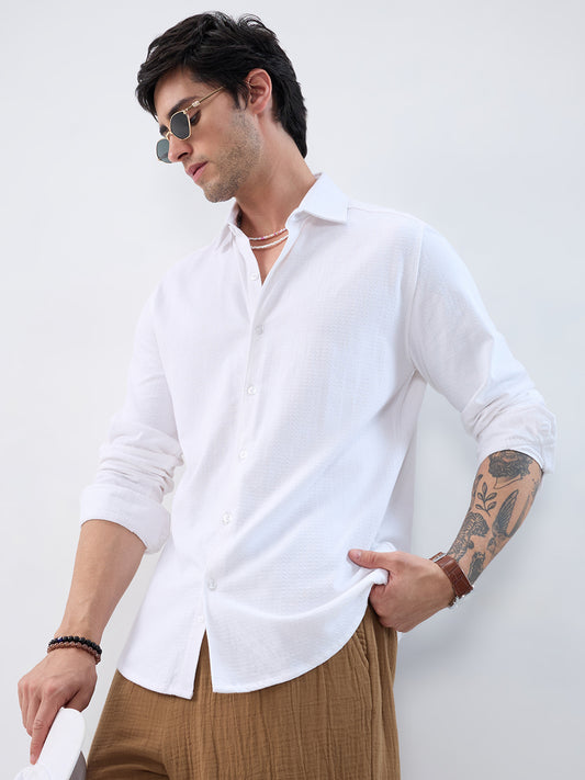 Moonlight White Jacquard Everyday Knit Shirt