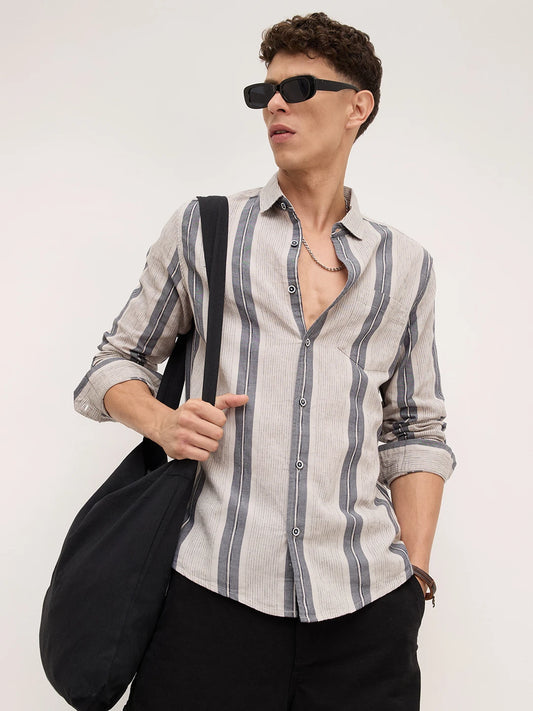 Grey Slateway Striped Shirt
