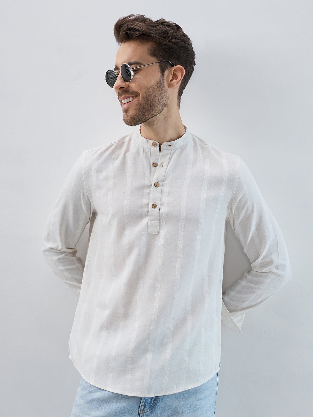 Refined Cream Grainy Kurta